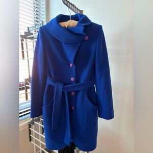 KENT Royal Blue Belted Wool Coat Size 3